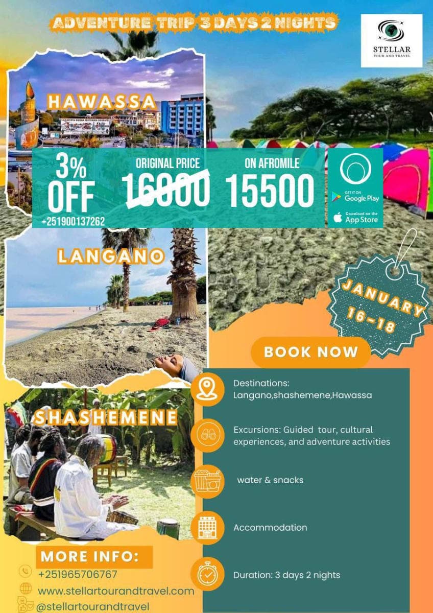 3-Day Adventure Trip: Langano, Shashemene & Hawassa