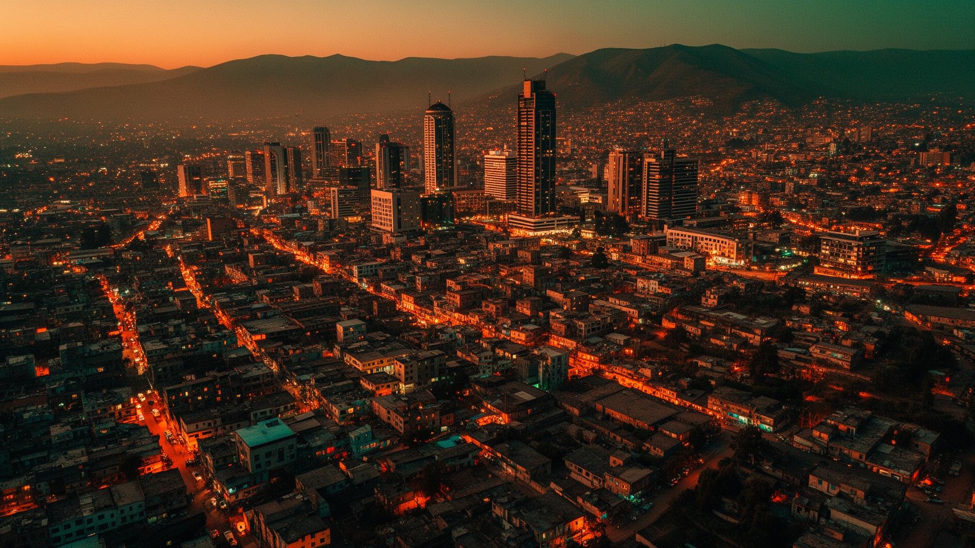 Addis Ababa skyline at golden hour